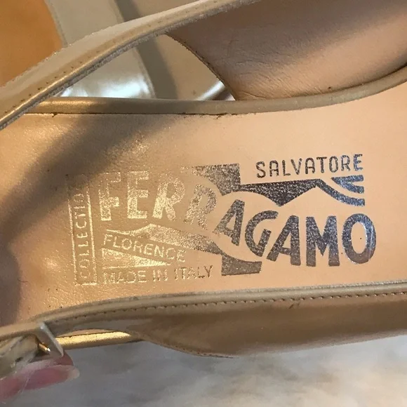 Ferragamo Slingback Leather Sandals Square Toe 6.5